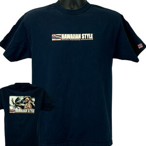 Vintage 90s Hawaiian Style T Shirt Aloha Clothing Company Blue Unisex M Medium